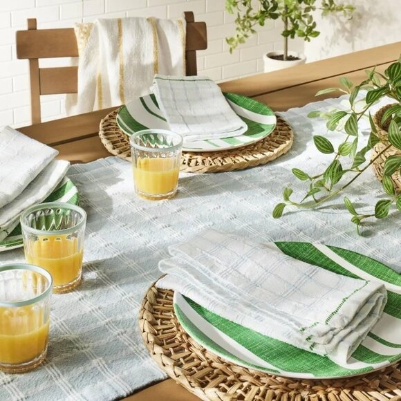 4pk Distressed Stripe Melamine Dinner Plates Green - Hearth & Hand Magnolia‎ - Picture 2 of 6